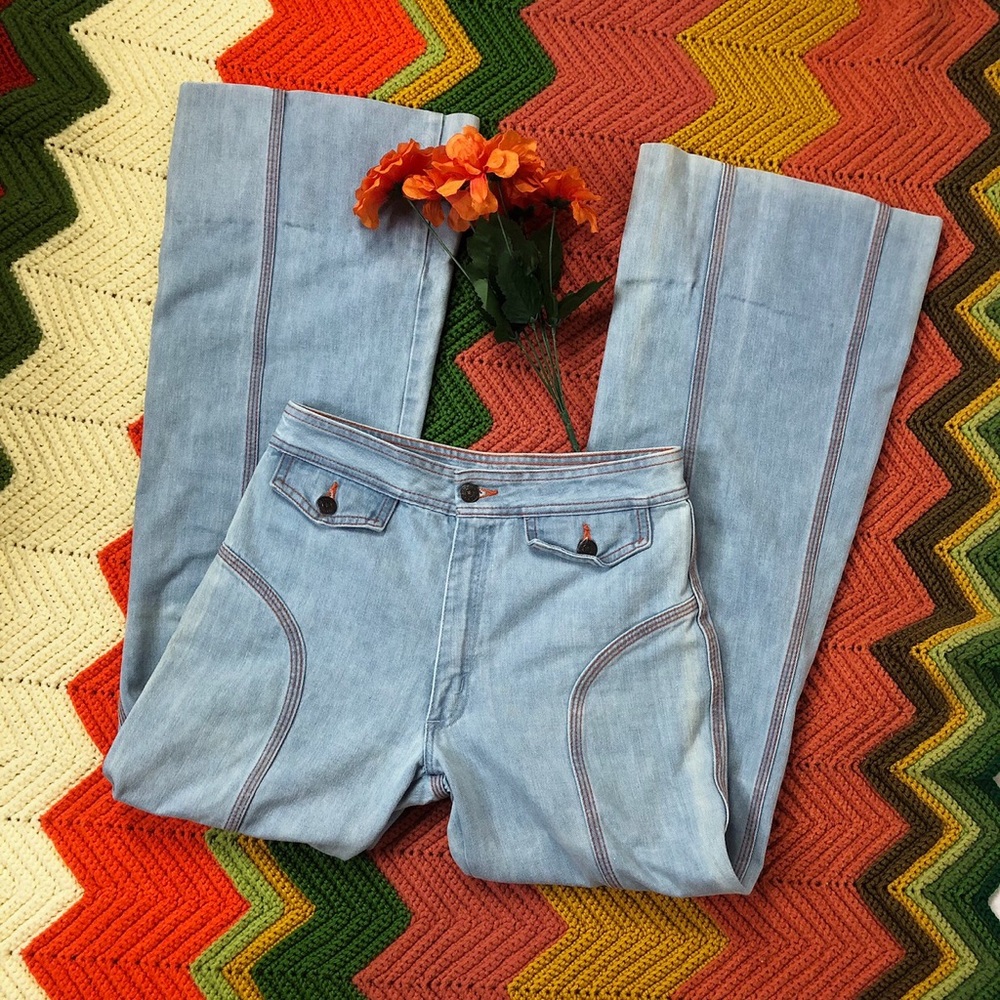 Vintage 70s Faded Glory Saddleback Flare Jeans